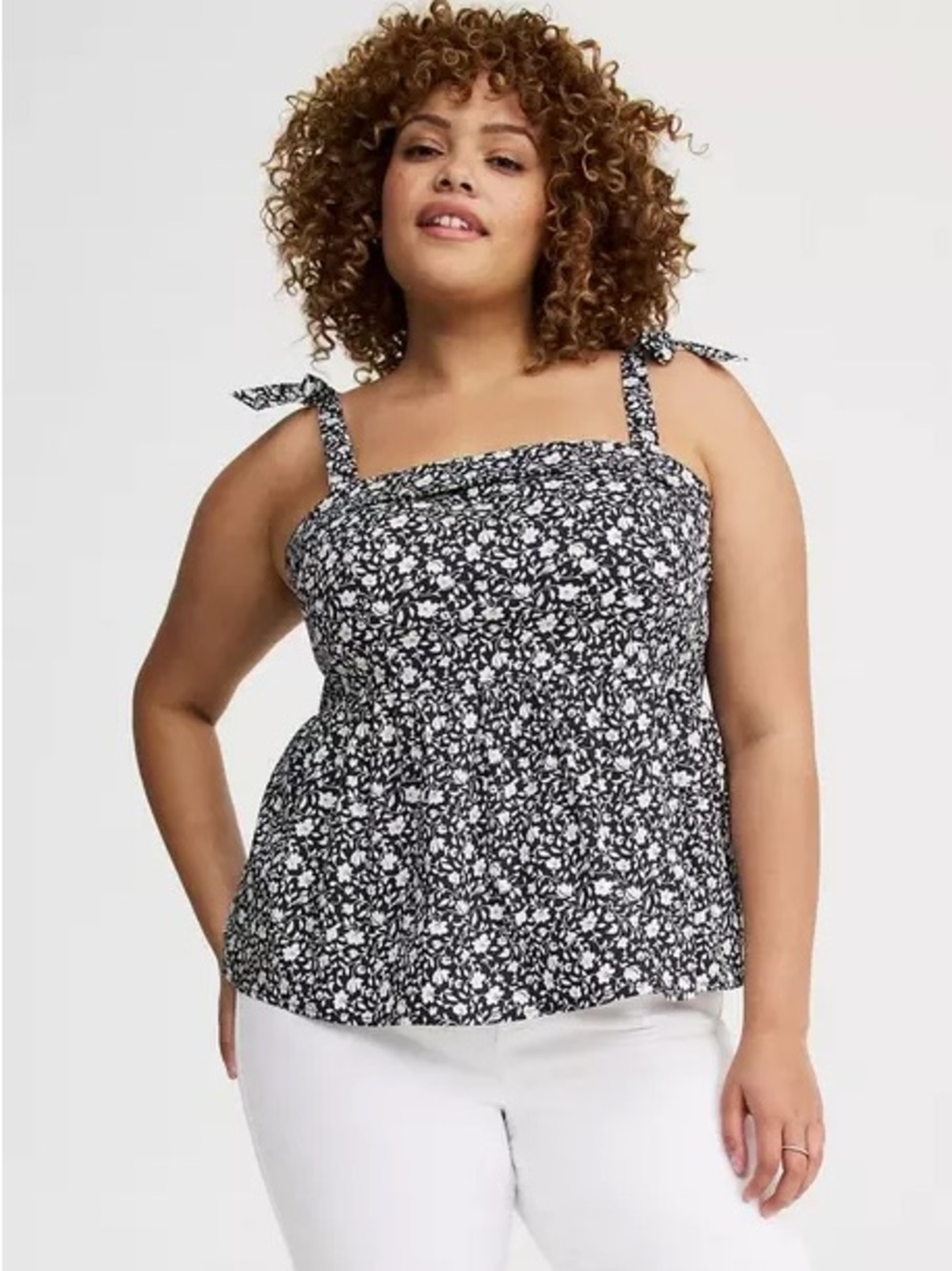 Torrid Poplin Peplum Tie Strap Top